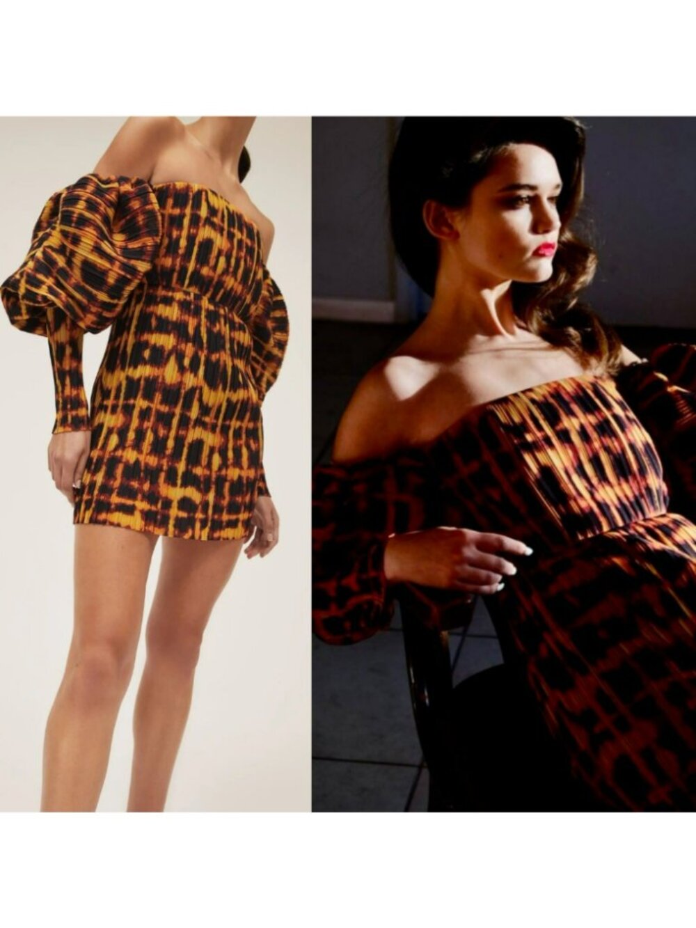 Solace London Skye Pleated Puff Sleeve Leopard Print Mini Dress Mindy Kaling - Picture 15 of 15